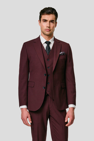 PRESTIGE bordeaux three-piece jakkesæt med tern PRESTIGE