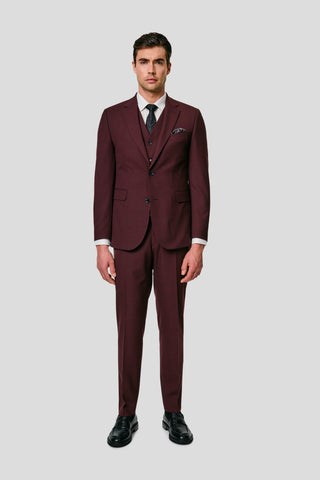 PRESTIGE bordeaux three-piece jakkesæt med tern PRESTIGE