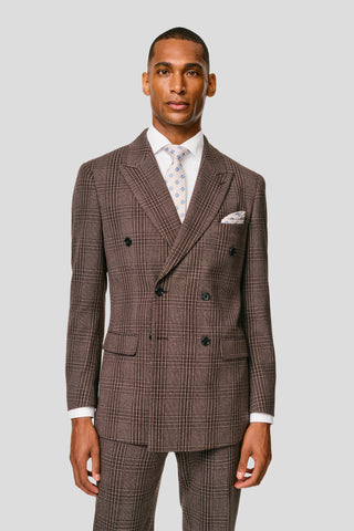 PRESTIGE brun dobbeltradet blazer med tern PRESTIGE
