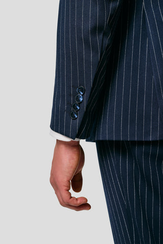 PRESTIGE navy dobbeltradet blazer med nålestriber