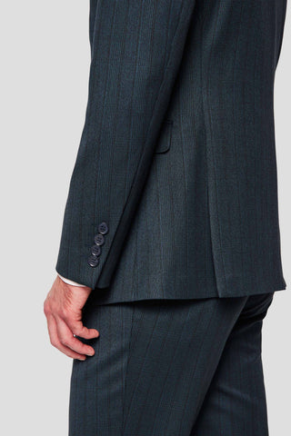 PRESTIGE petrol dobbeltradet blazer med tern - SUIT CLUB