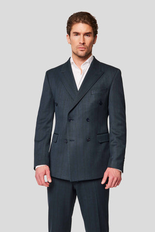 PRESTIGE petrol dobbeltradet blazer med tern - SUIT CLUB