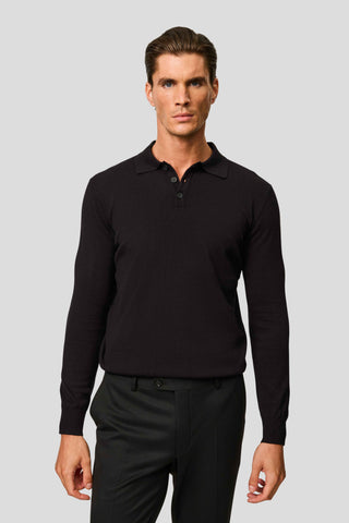 Sort langærmet polo SUIT CLUB