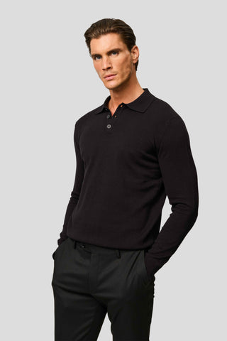 Sort langærmet polo SUIT CLUB