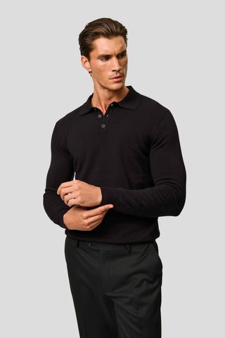 Sort langærmet polo SUIT CLUB
