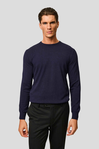 Navy o-neck striktrøje SUIT CLUB