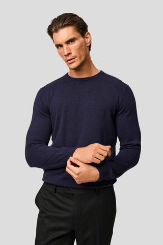 Navy o-neck striktrøje SUIT CLUB