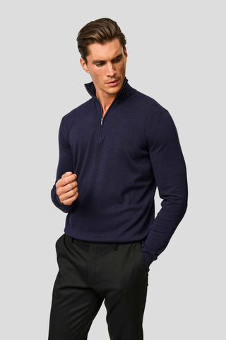 Navy half-zip striktrøje SUIT CLUB