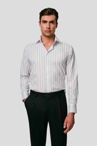 Signatur poplin skjorte hvid slim med sorte striber SUIT CLUB