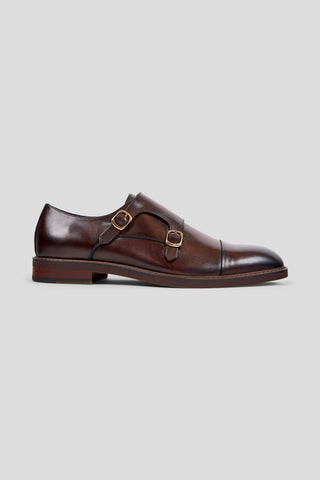 Brun dobbelt monk strap sko SUIT CLUB