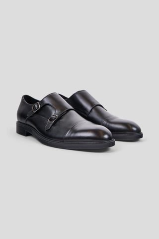 Sort dobbelt monk strap sko SUIT CLUB
