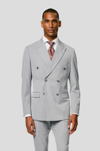 PRESTIGE lysegrå dobbeltradet blazer PRESTIGE