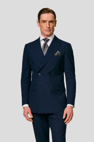 PRESTIGE navy dobbeltradet blazer med tern PRESTIGE