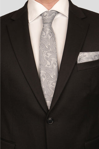 Sølv paisley slips suitclub.dk