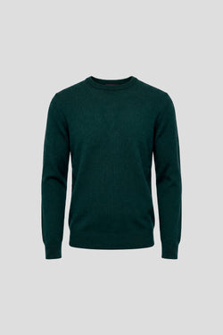 Mørkegrøn o-neck striktrøje