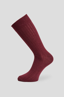 Exclusive bordeaux ribbed uldstrømper