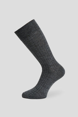 Exclusive grå ribbed uldstrømper