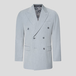 PRESTIGE lysegrå dobbeltradet blazer