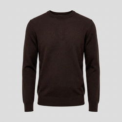 Brauner Merino-Rundhalspullover