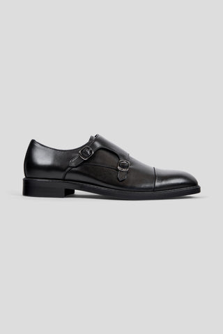 Sort dobbelt monk strap sko SUIT CLUB