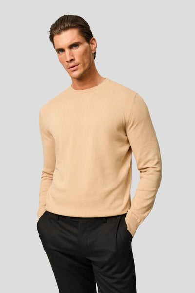 Beige o-neck striktrøje HVIID