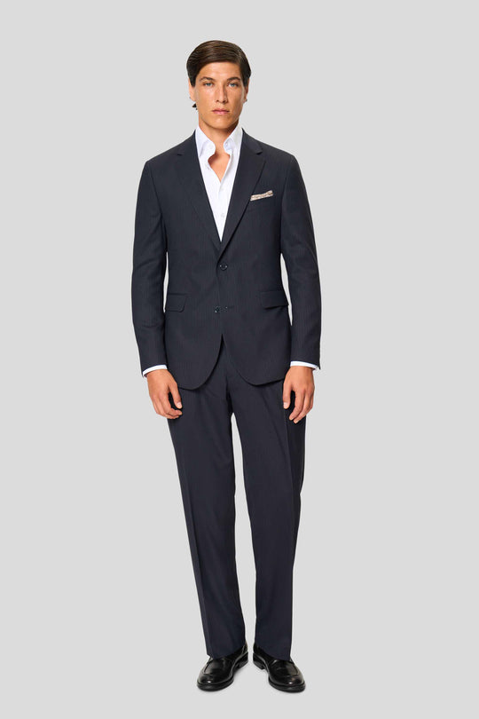 PREMIUM navy blazer med nålestriber