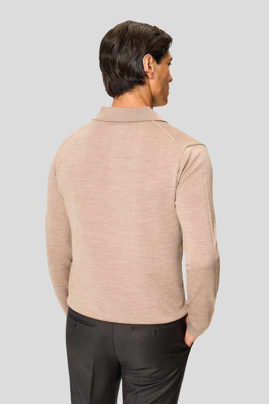Sand merino langærmet polo