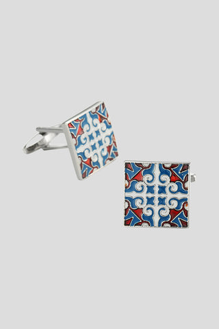 Blå & røde manchetknapper SUIT CLUB