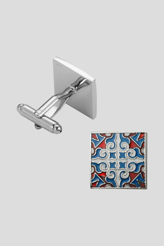 Blå & røde manchetknapper SUIT CLUB