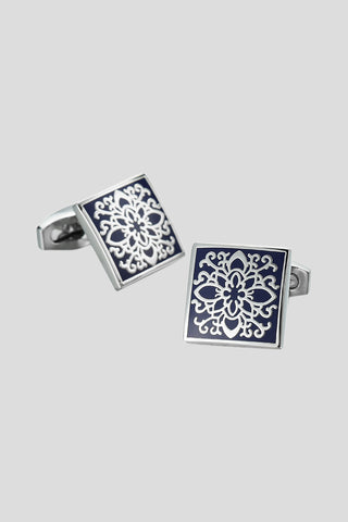 Blomstret sølv manchetknapper SUIT CLUB