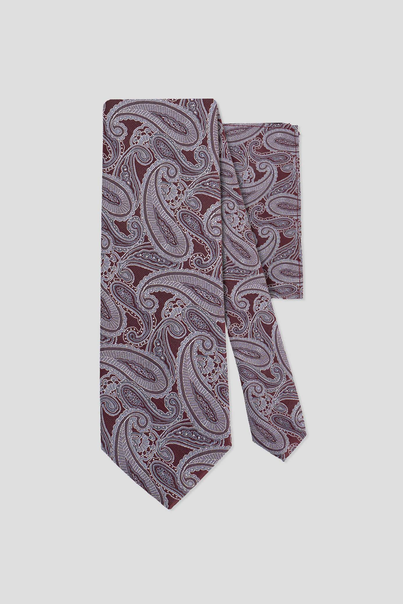 Slips & lommekluds pakke (Bordeaux & grå paisley) suitclub.dk
