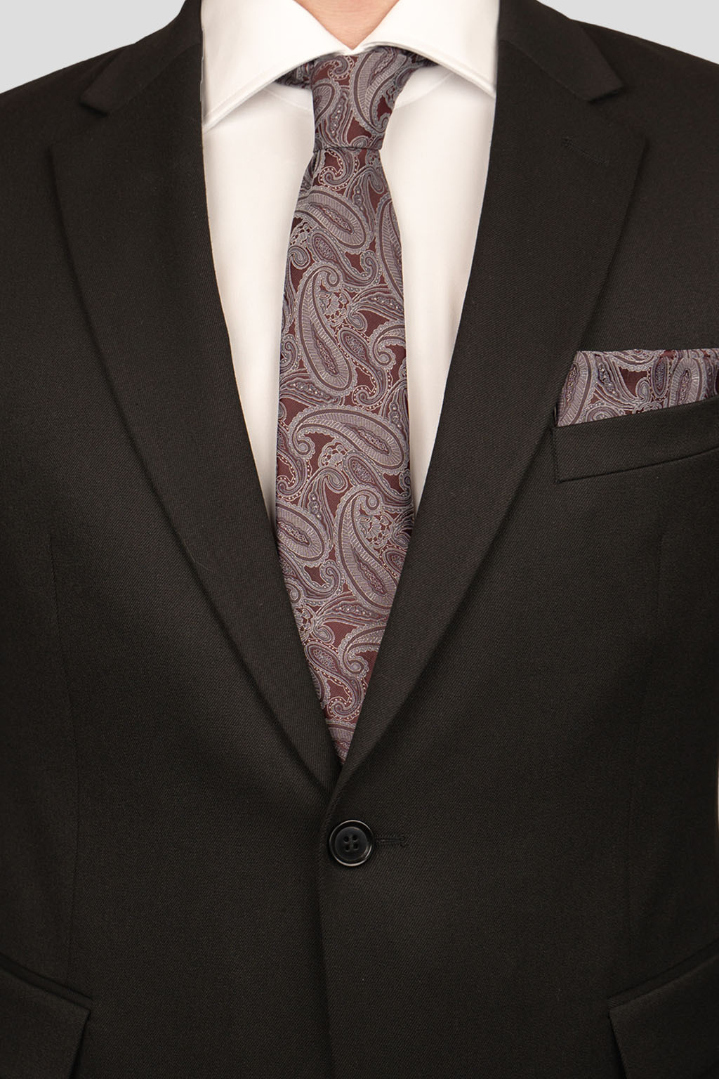 Bordeaux & grå paisley slips PVD