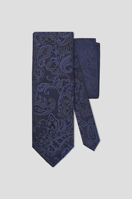 Slips & lommekluds pakke (Navy paisley)