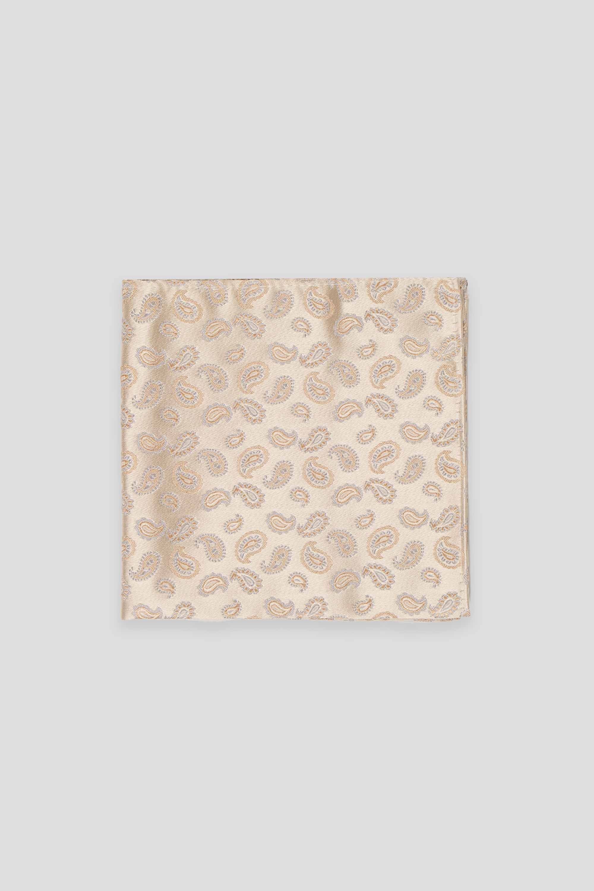 Beige dråbemønstret silkelommeklud PVD