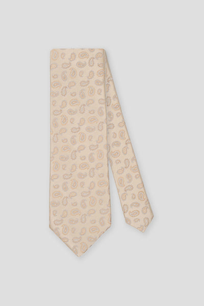 Beige dråbemønstret silkeslips