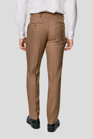 PRESTIGE Brunt dobbeltradet hørjakkesæt PRESTIGE