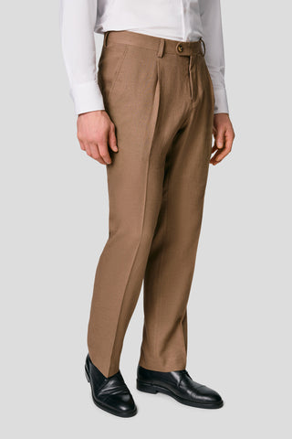 PRESTIGE Brunt dobbeltradet hørjakkesæt PRESTIGE