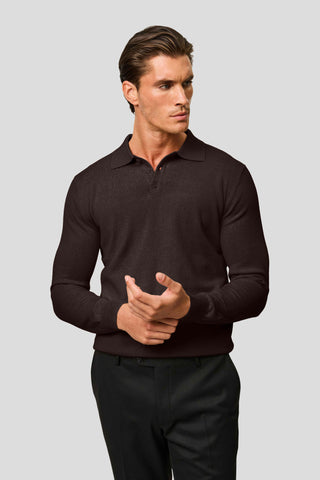 Brun langærmet polo