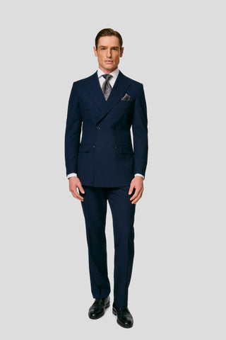 PRESTIGE navy dobbeltradet blazer med tern PRESTIGE