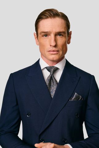 PRESTIGE navy dobbeltradet blazer med tern PRESTIGE