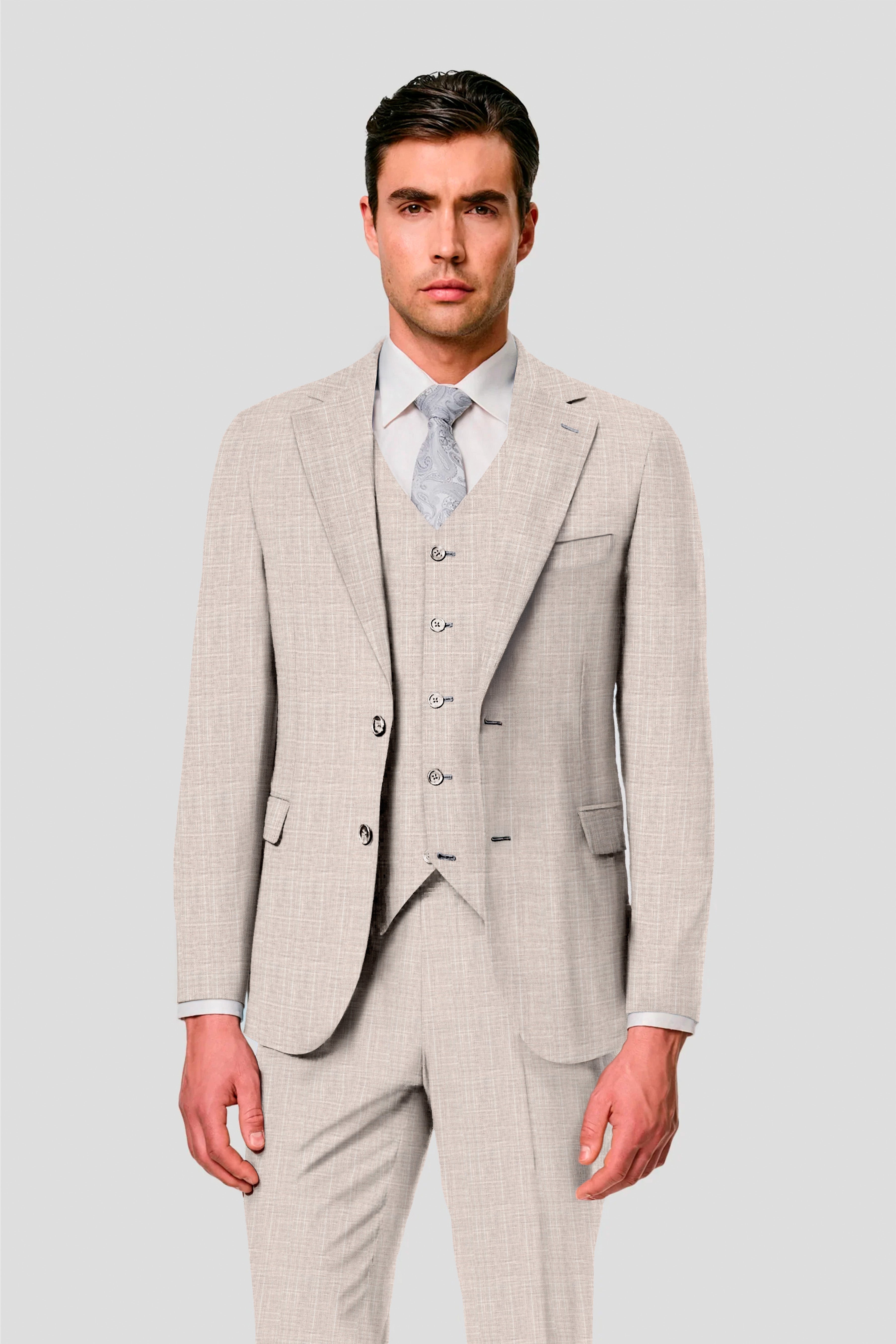 CUSTOM beige uld jakkesæt SUIT CLUB