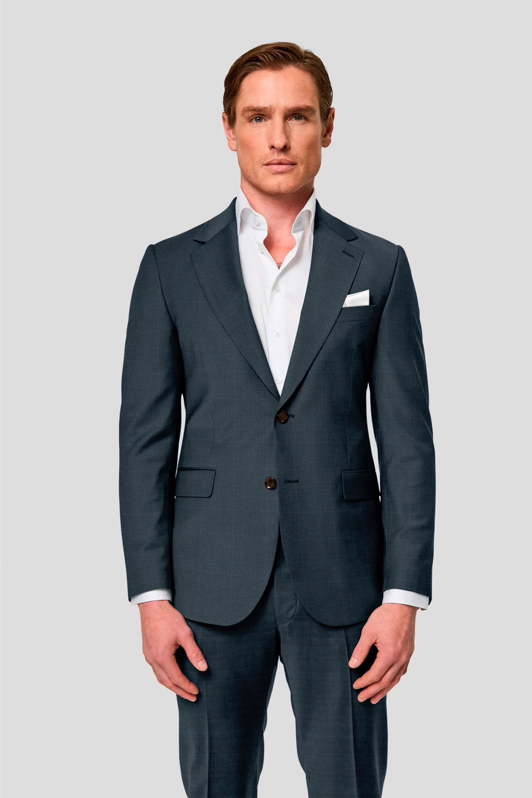 CUSTOM navy uld jakkesæt med tern SUIT CLUB