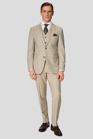 HERITAGE beige three-piece jakkesæt med sildeben MBO