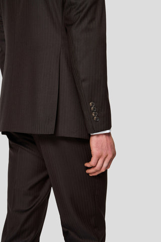 HERITAGE brun dobbeltradet blazer med sildeben MBO