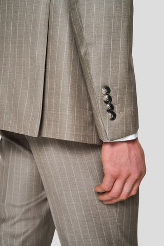 HERITAGE lysegrå dobbeltradet blazer med nålestriber MBO