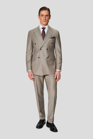 HERITAGE lysegråt dobbeltradet jakkesæt med nålestriber MBO