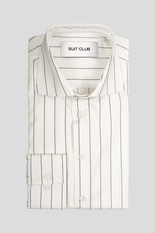 Signatur poplin skjorte hvid slim med sorte striber SUIT CLUB