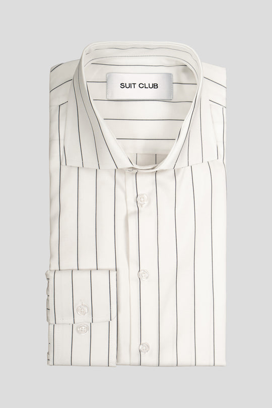 Signatur poplin skjorte hvid slim med sorte striber Shirtmakers