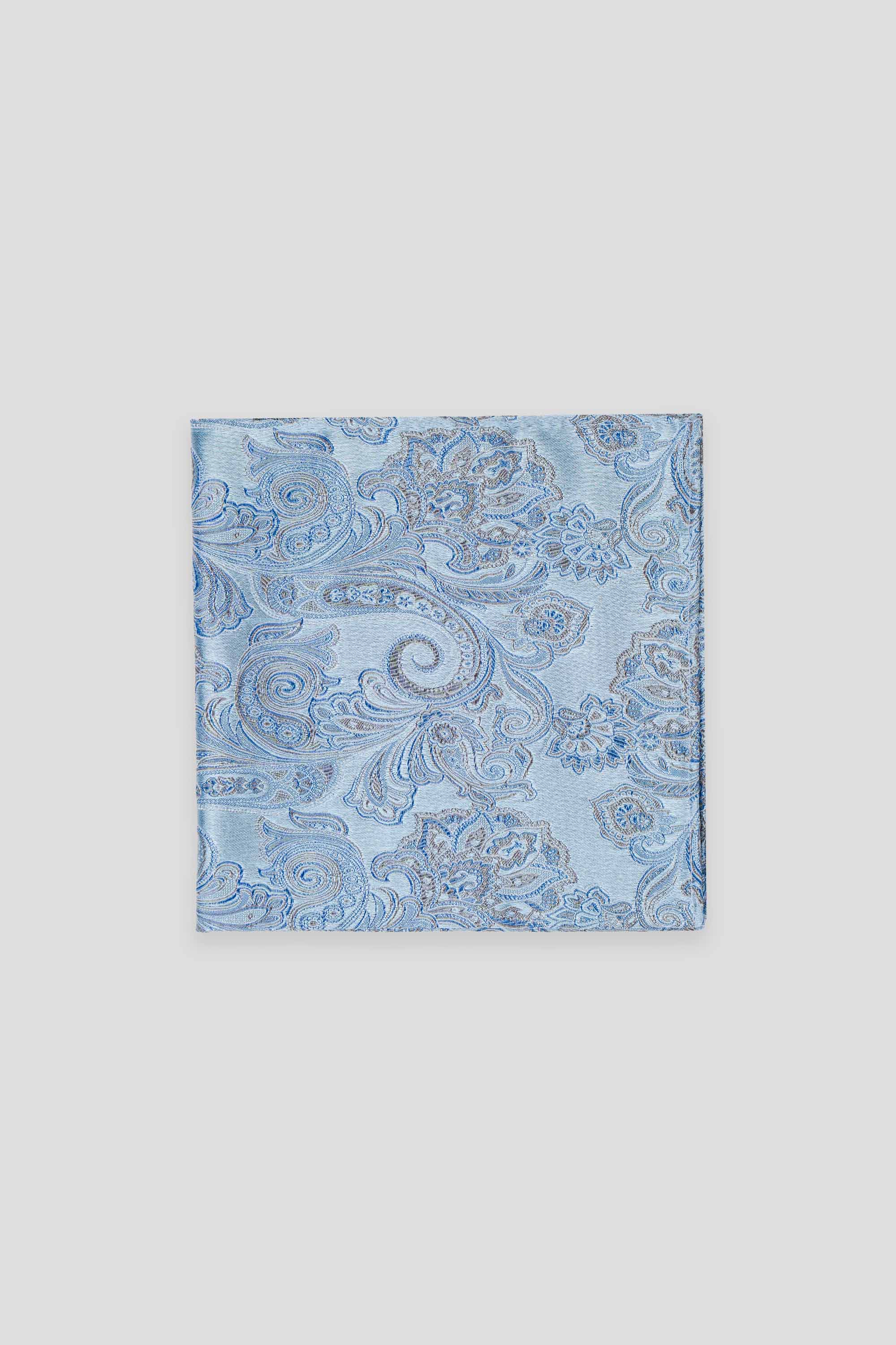 Lyseblå paisley silkelommeklud PVD
