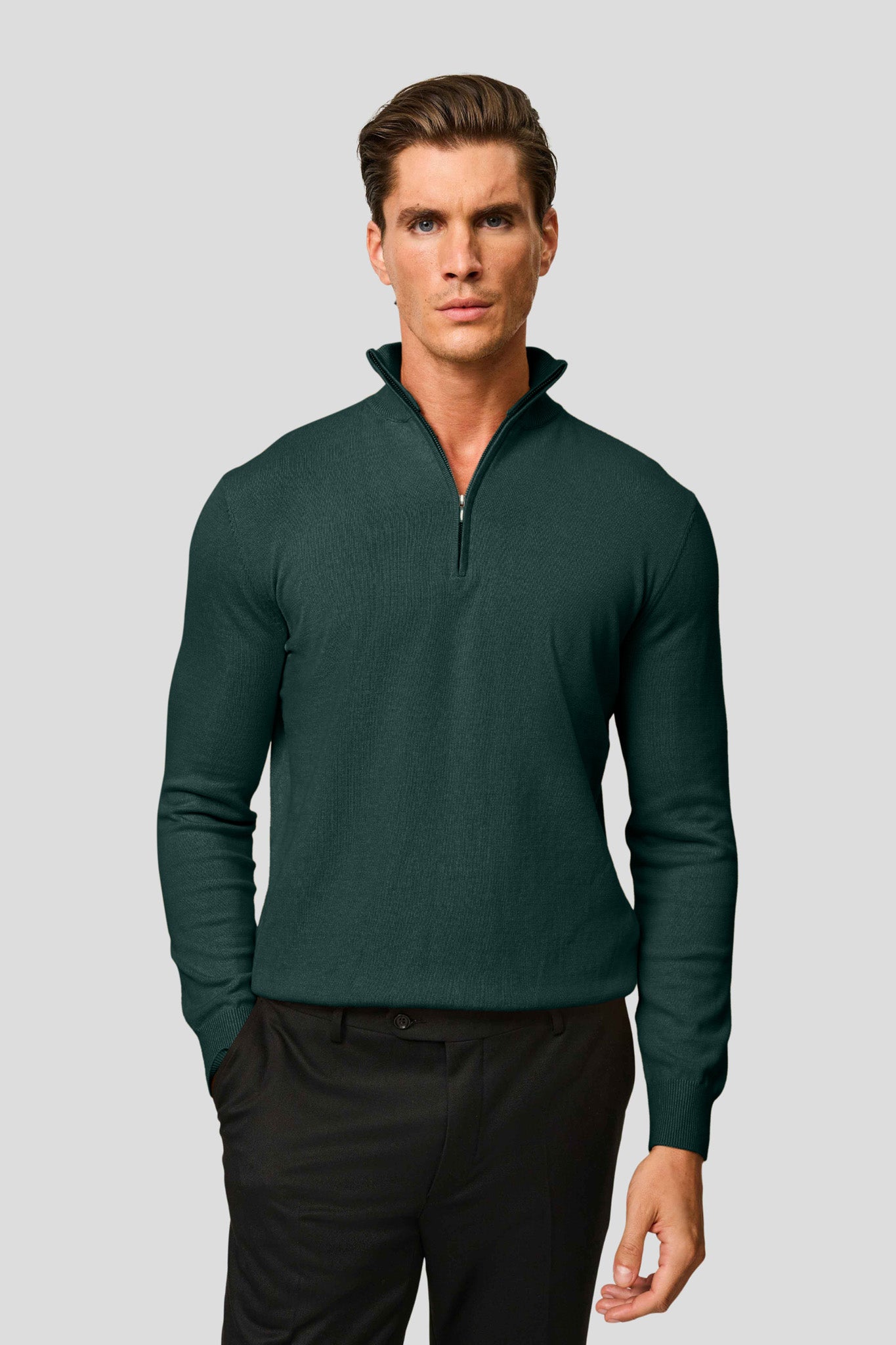 Mørkegrøn half-zip striktrøje HVIID